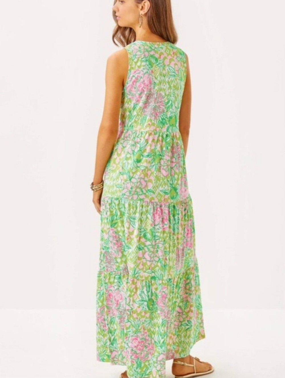 Lilly Pulitzer Sydnee Fauna Green Lime Feeling Good Maxi Dress - Picture 2 of 7